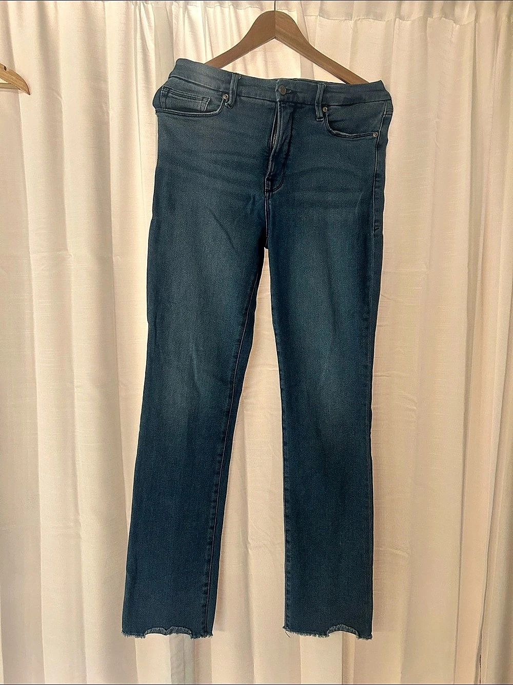 Good American Good Legs Straight Split Pocket Jeans Women's Blue Straight Leg